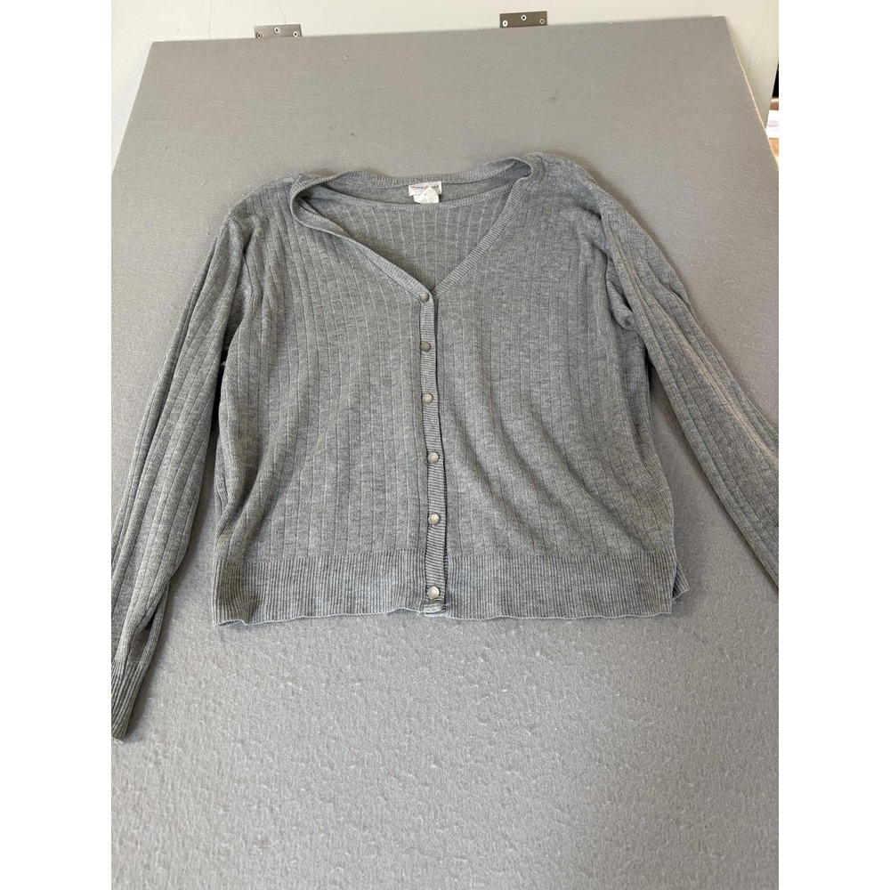 Vintage Bobbie Brooks Sweater Womens Large Button Up Ribbed Knit Made USA 90s